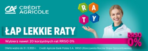 Skorzystaj z oferty raty 0% w 2024r z Credit Agricole